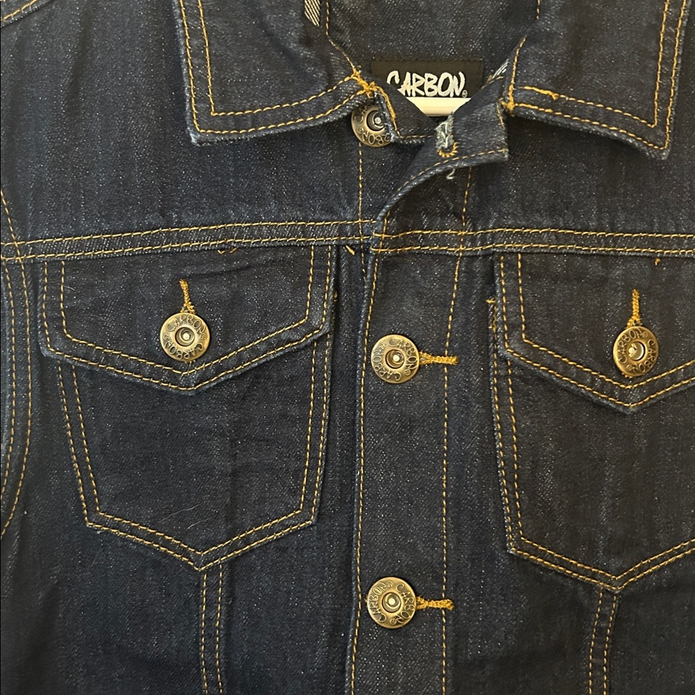 Carbon Men's Dark Blue Denim Vest - Picture 3 of 5